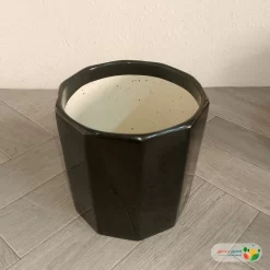 احواض نباتات سيراميك اسود مضلع (3 مقاسات) ٢