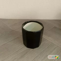 احواض نباتات سيراميك اسود مضلع (3 مقاسات) ٤