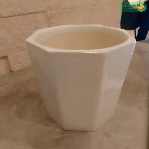 احواض نباتات سيراميك ابيض مضلع (3 مقاسات) - صورة 4 | مراكن وأصص نباتات